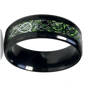 Black and Green Celtic Design Ring